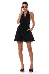 HADLEY COLLARED FIT AND FLARE MINI DRESS