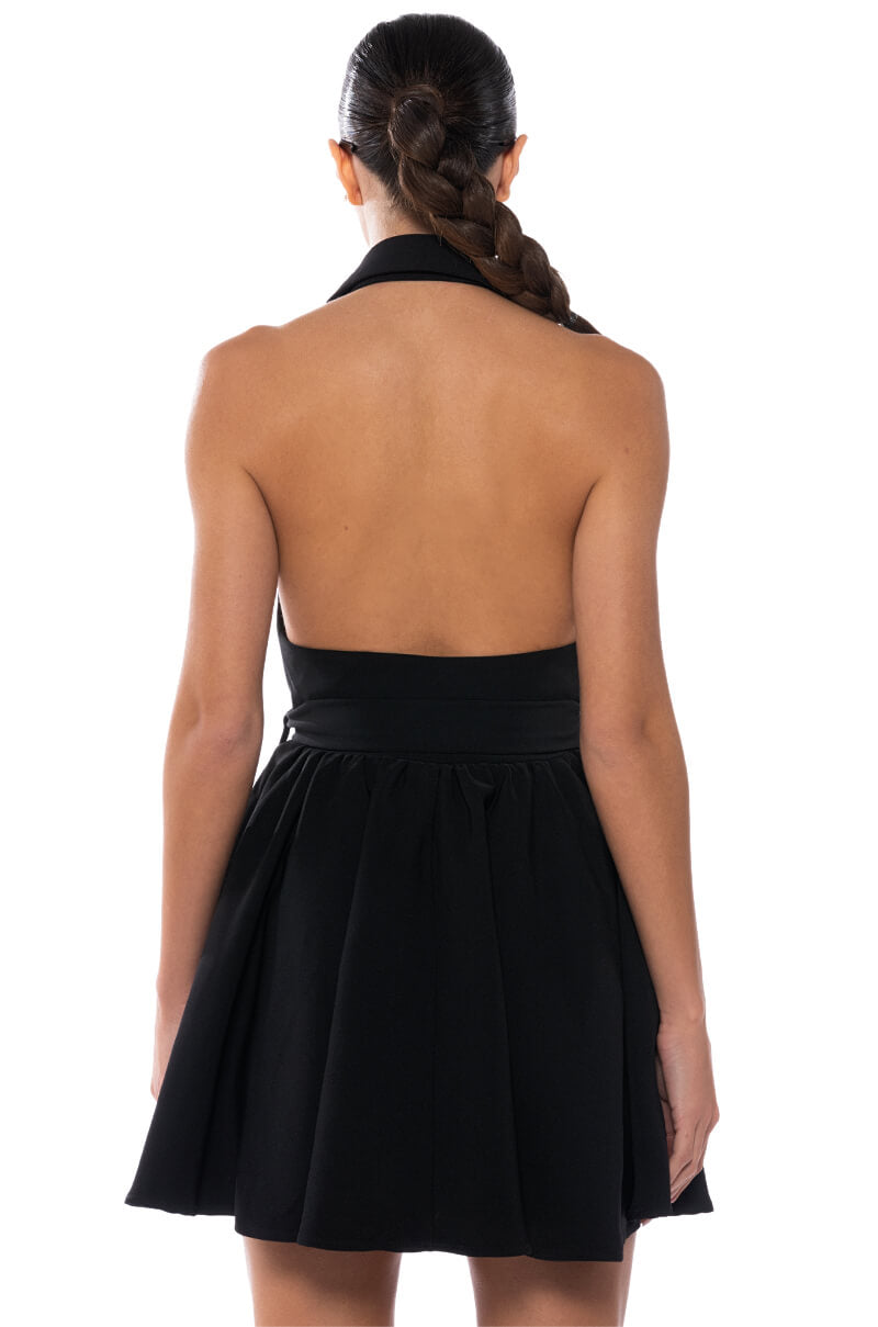 HADLEY COLLARED FIT AND FLARE MINI DRESS