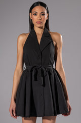 HADLEY COLLARED FIT AND FLARE MINI DRESS