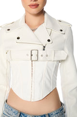 HALF MY HEART ULTRA CROPPED MOTO JACKET