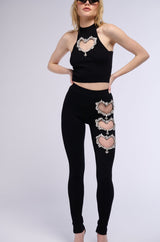 HAND TO HEART EMBELLISHED MOCK NECK TANK