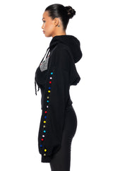 HANDS ALL OVER LACE UP HOODED SWEATSHIRT