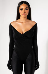 KIM V NECK GLOVED LONG SLEEVE BODYSUIT