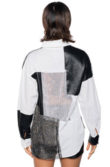 HANDS TO MYSELF LONG SLEEVE RHINESTONE POPLIN SHIT