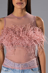 HAPPILY EVER AFTER SLEEVELESS FEATHER TOP
