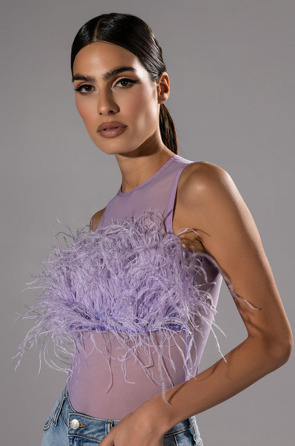 HAPPILY EVER AFTER SLEEVELESS FEATHER TOP