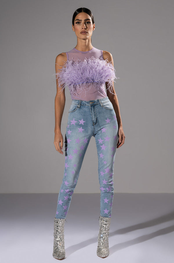 HAPPILY EVER AFTER SLEEVELESS FEATHER TOP