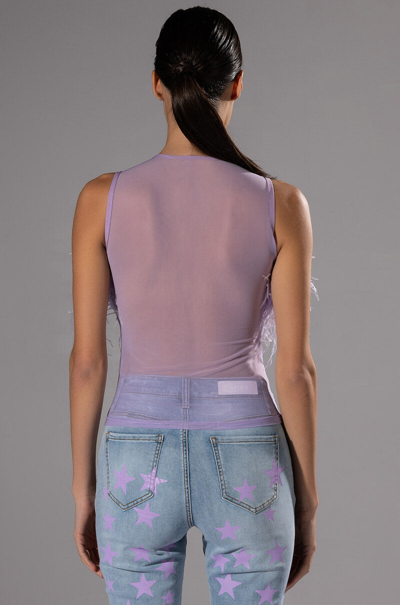 HAPPILY EVER AFTER SLEEVELESS FEATHER TOP