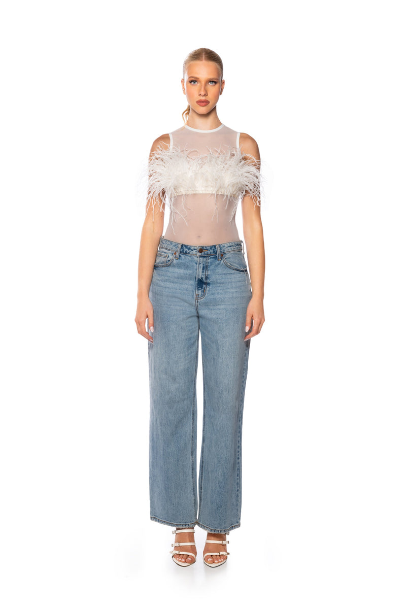 HAPPILY EVER AFTER SLEEVELESS FEATHER TOP