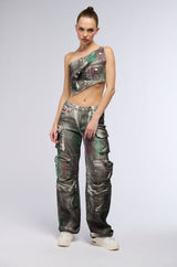 HARD IN THE PAINT DENIM CARGO PANT