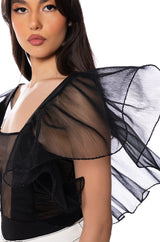 HARLOW BUTTERFLY SLEEVE MESH BODYSUIT