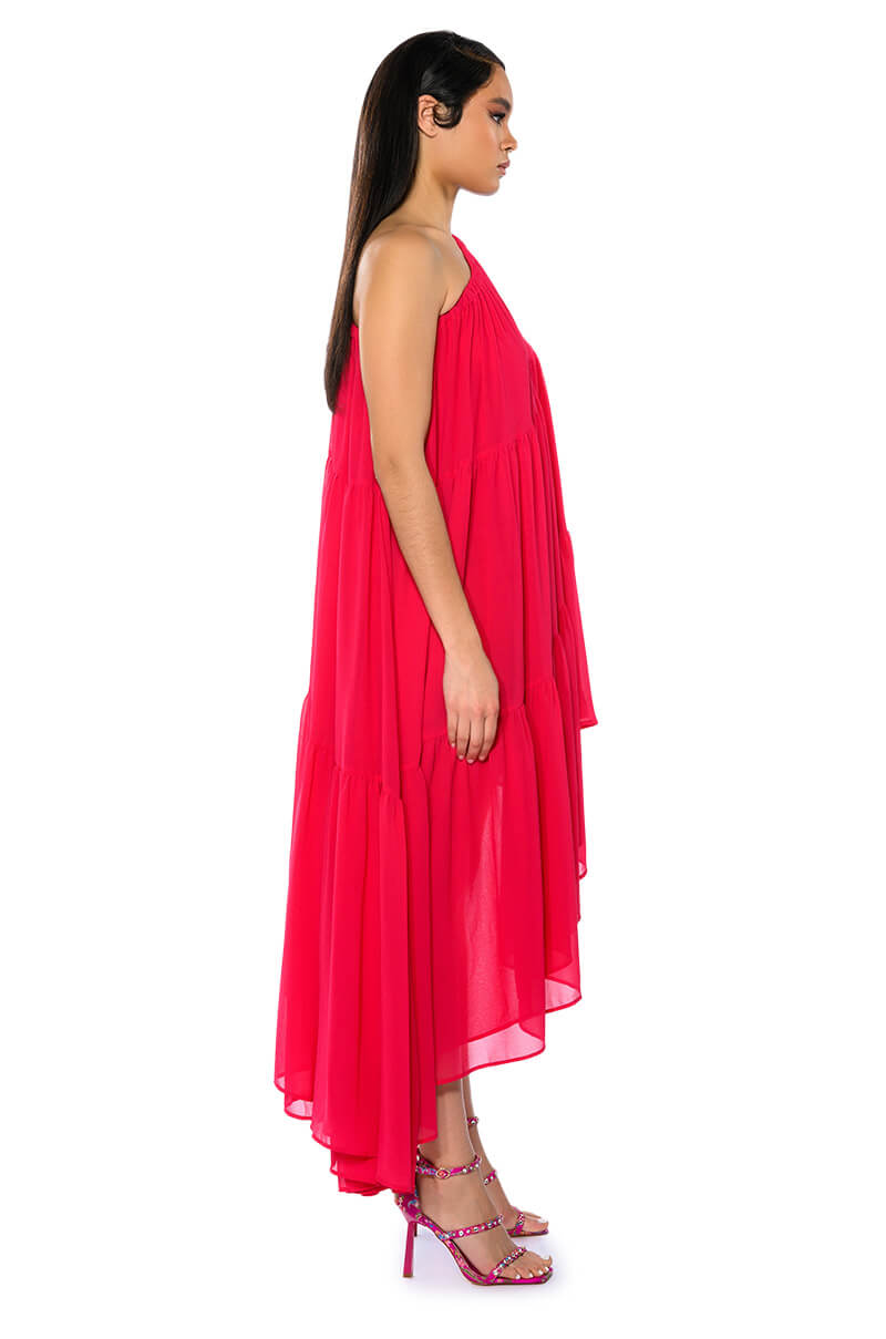 HARLOW ONE SHOULDER ASYMMETRICAL MAXI DRESS