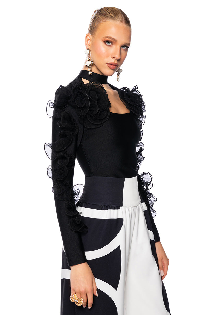 HARLOW RUFFLED SLEEVE BANDAGE TOP