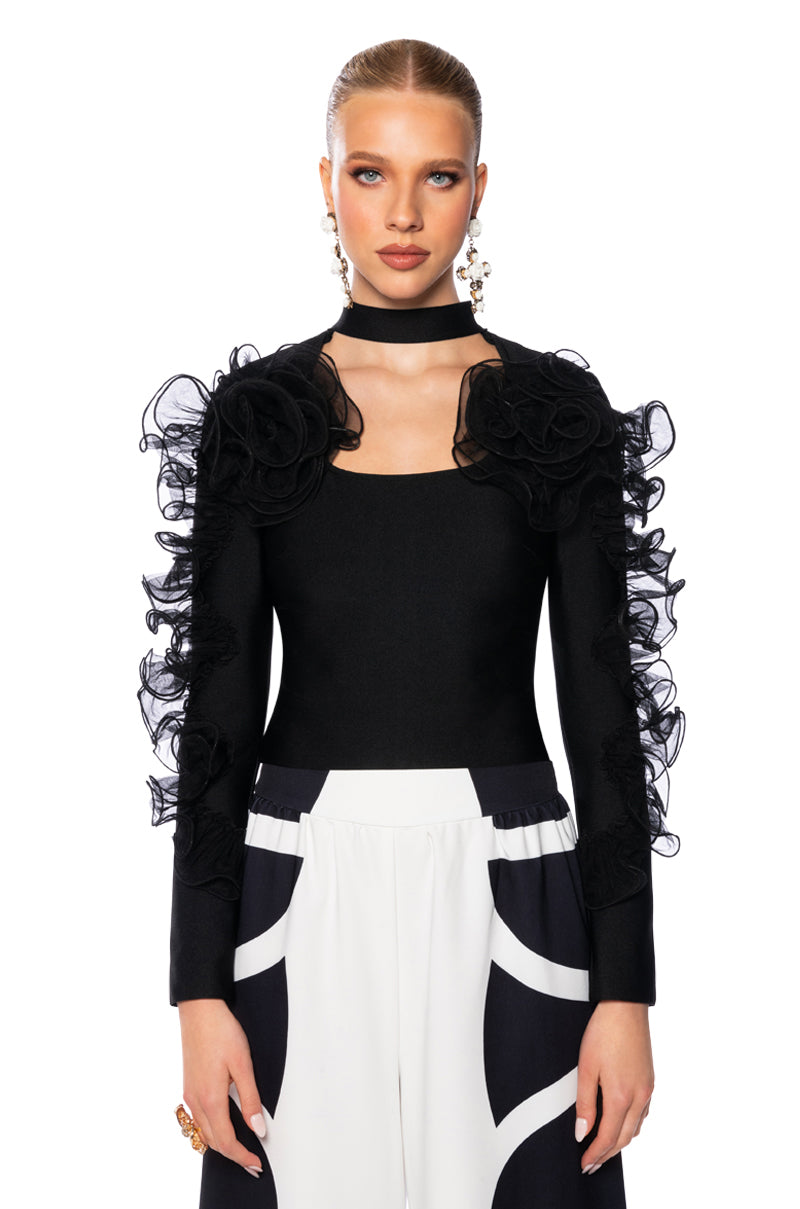 HARLOW RUFFLED SLEEVE BANDAGE TOP