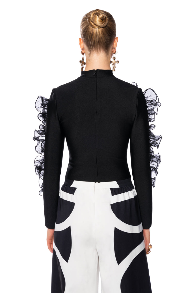 HARLOW RUFFLED SLEEVE BANDAGE TOP