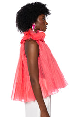 HAUTE SLEEVELESS PLEATED BLOUSE
