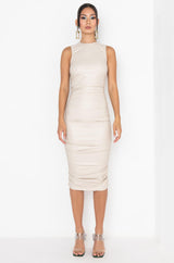HEADING OUT MIDI MOCK NECK DRESS