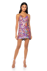 HEART EYES V NECK COIN MINI DRESS