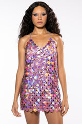 HEART EYES V NECK COIN MINI DRESS