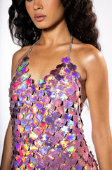 HEART EYES V NECK COIN MINI DRESS