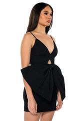 HEART OF GOLD BOW DETAIL SLEEVELESS MINI DRESS