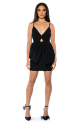 HEART OF GOLD BOW DETAIL SLEEVELESS MINI DRESS