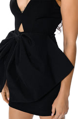 HEART OF GOLD BOW DETAIL SLEEVELESS MINI DRESS
