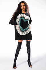 HEART RUFFLE DRESS MINI DRESS