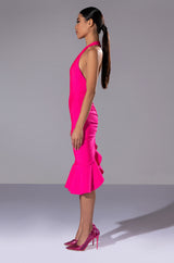 HEIRESS SLEEVELESS PEPLUM DRESS IN PINK