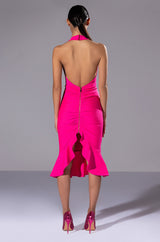 HEIRESS SLEEVELESS PEPLUM DRESS IN PINK