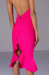HEIRESS SLEEVELESS PEPLUM DRESS IN PINK