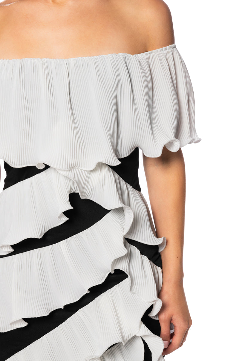 HELLO SENORITA RUFLLED MIDI DRESS
