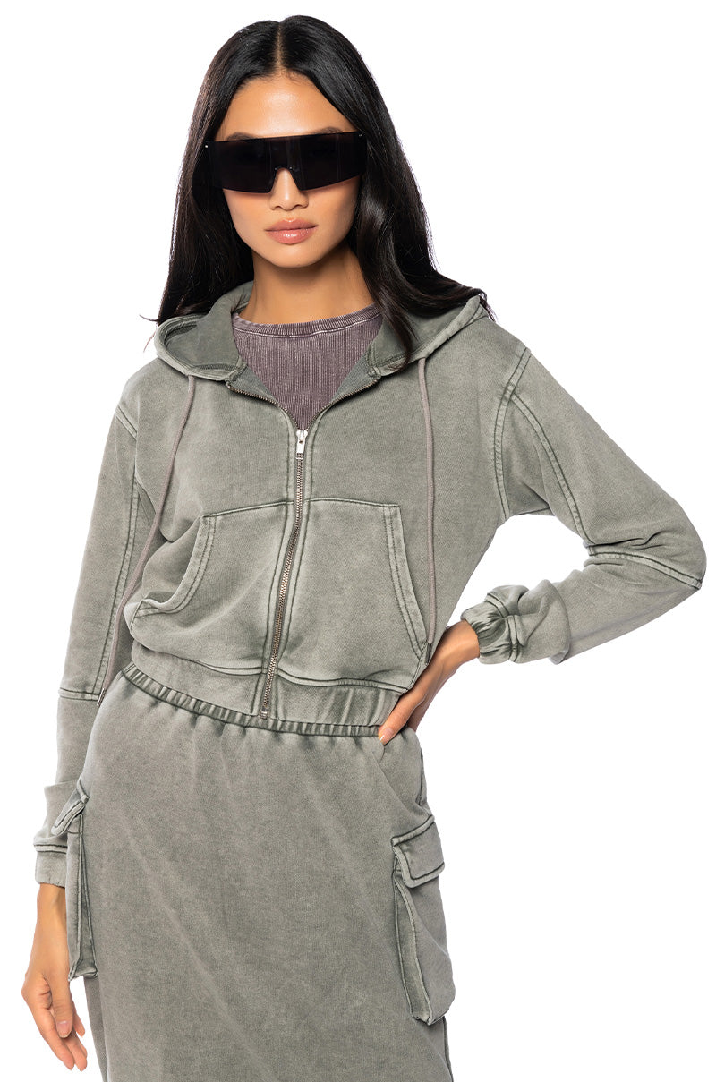 HURRICANE CROPPED ZIP UP HOODIE