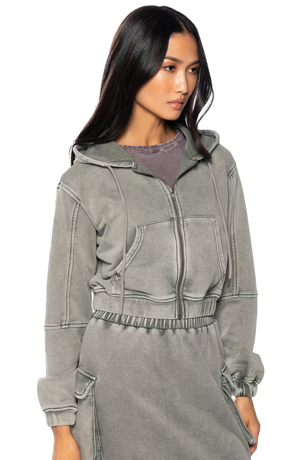HURRICANE CROPPED ZIP UP HOODIE