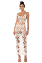 LANA CROCHET HALTER NECK MIDI DRESS