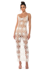 LANA CROCHET HALTER NECK MIDI DRESS