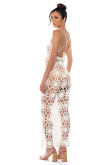 LANA CROCHET HALTER NECK MIDI DRESS