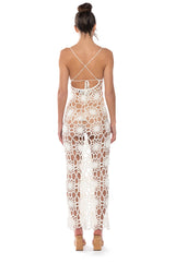 LANA CROCHET HALTER NECK MIDI DRESS