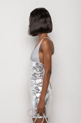 HERE FOR IT METALLIC SKIRT MINI DRESS