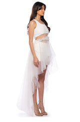 HERE FOR THE DRAMA TULLE HIGH LOW TANK TOP