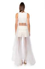 HERE FOR THE DRAMA TULLE HIGH LOW TANK TOP