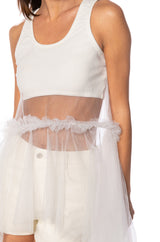 HERE FOR THE DRAMA TULLE HIGH LOW TANK TOP