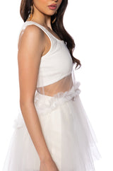 HERE FOR THE DRAMA TULLE HIGH LOW TANK TOP