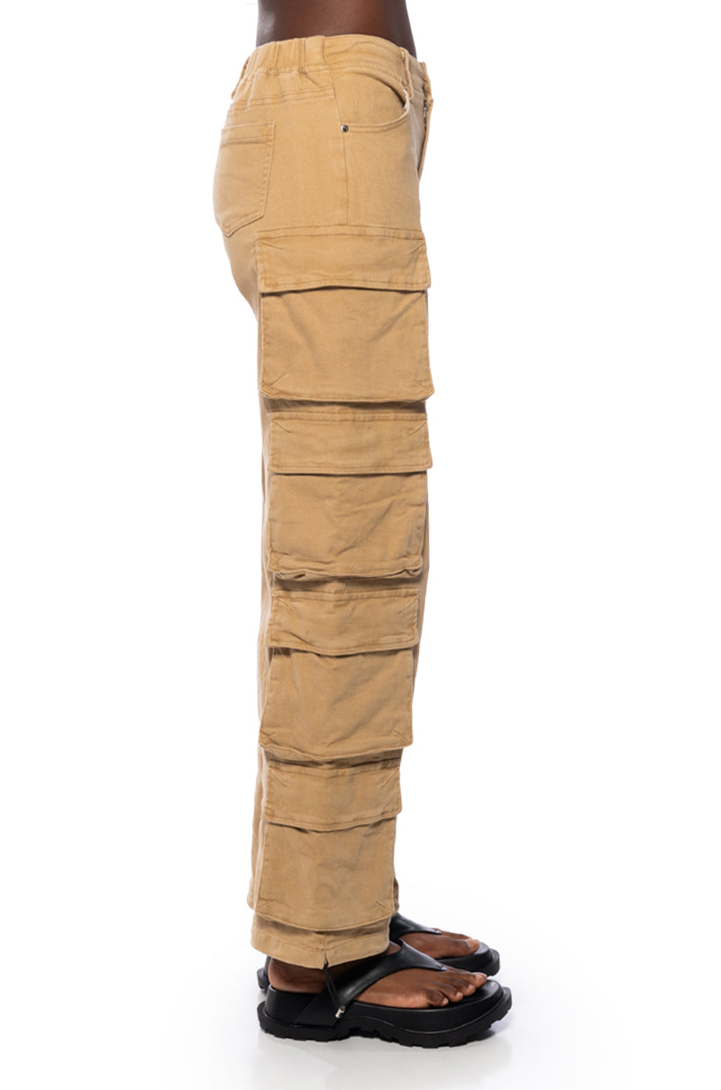 HERE TO STAY SIDE POCKET CARGO PANTS