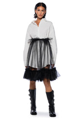 HE'S A TULLE POPLIN MINI DRESS