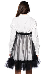 HE'S A TULLE POPLIN MINI DRESS