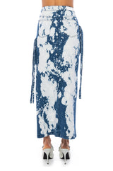 HEY NOW ACID WASH CARGO DENIM MAXI SKIRT