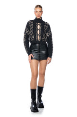 HIS LOSS SAFETY PIN DETAIL CROPPED SWEATER