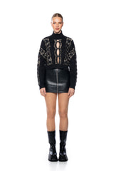 HIS LOSS SAFETY PIN DETAIL CROPPED SWEATER