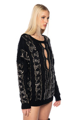 HIS LOSS SAFETY PIN DETAIL SWEATER